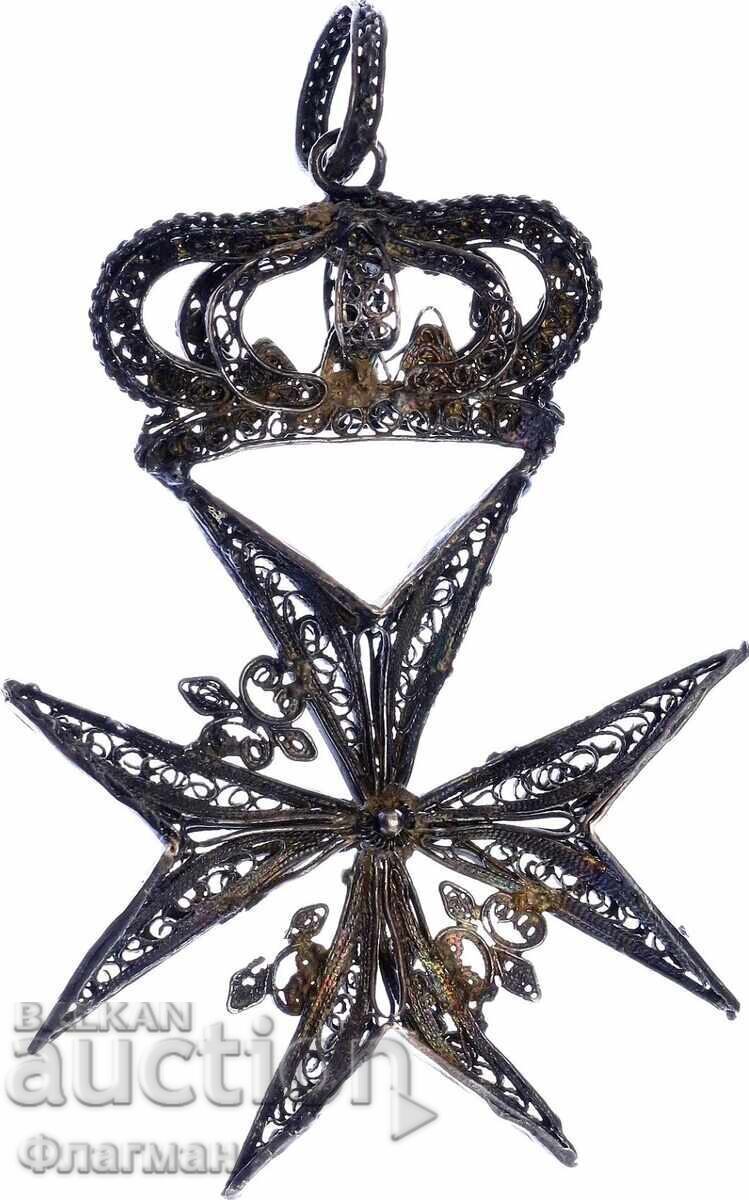 Maltese silver cross with crown from the 18th century