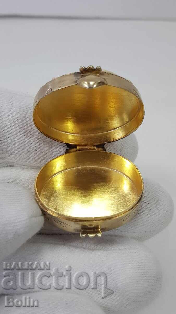 Silver gilt box - pillbox, ivory, China - 7