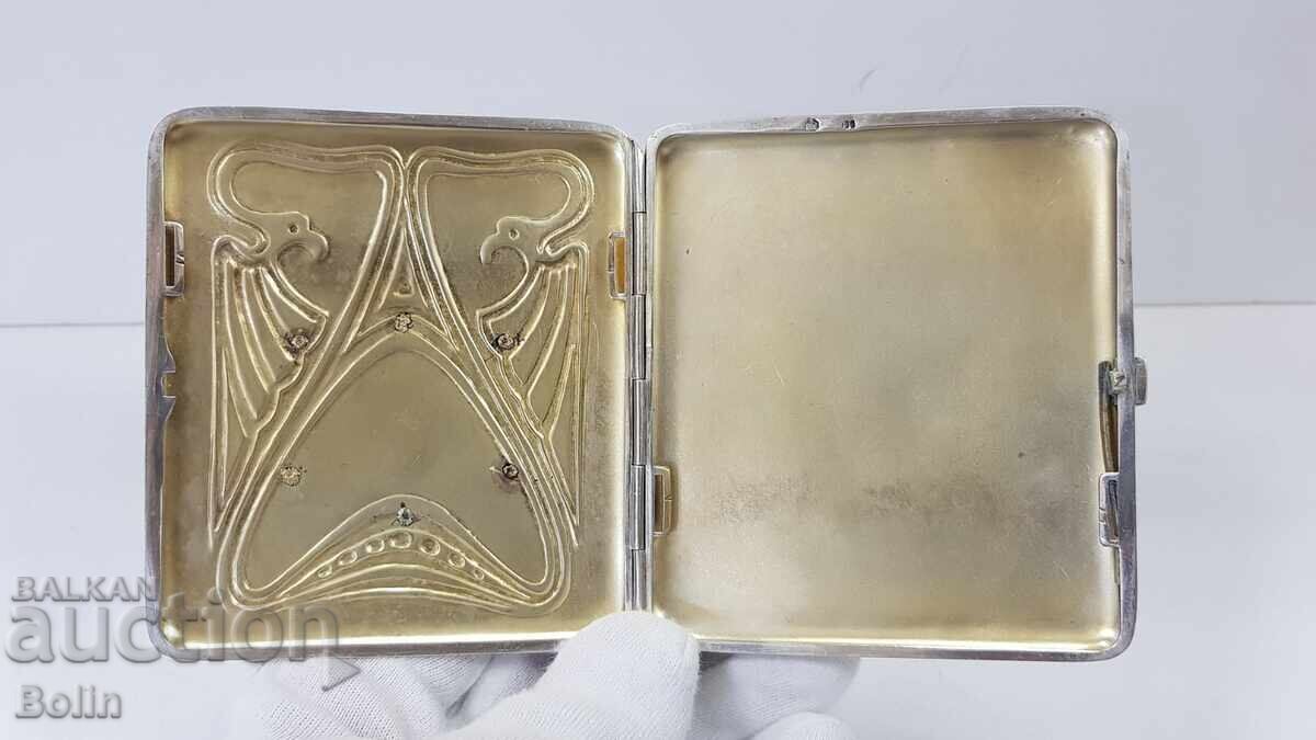 Rară tabacheră de argint cu email nielo și stemă Regatul Serbiei - 5 Rară tabacheră de argint cu email nielo și stemă Regatul Serbiei - 5