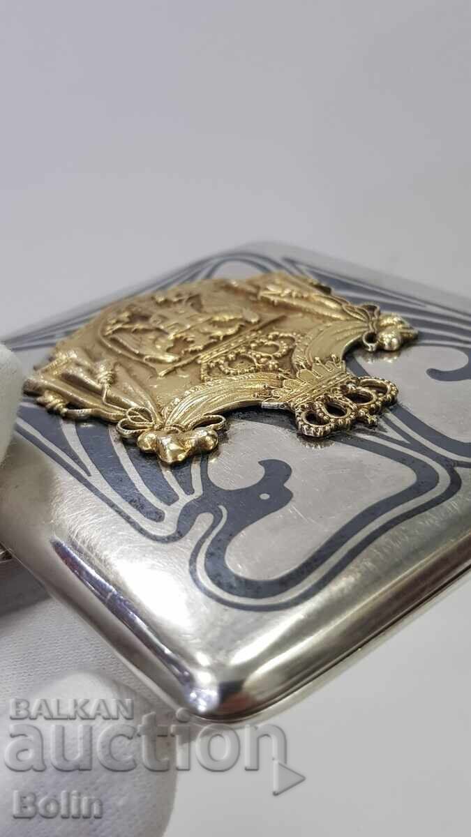 Rară tabacheră de argint cu email nielo și stemă Regatul Serbiei - 7 Rară tabacheră de argint cu email nielo și stemă Regatul Serbiei - 7
