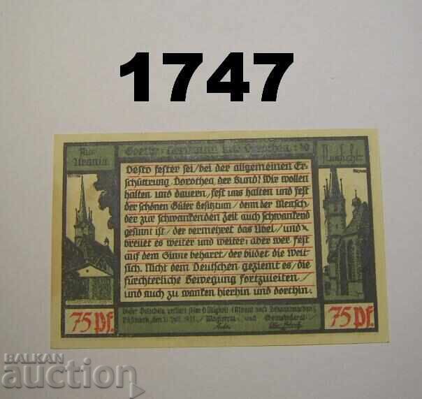 Pößneck 75 pfennig 1921 Germany with price 2.00 BGN | € 1.02