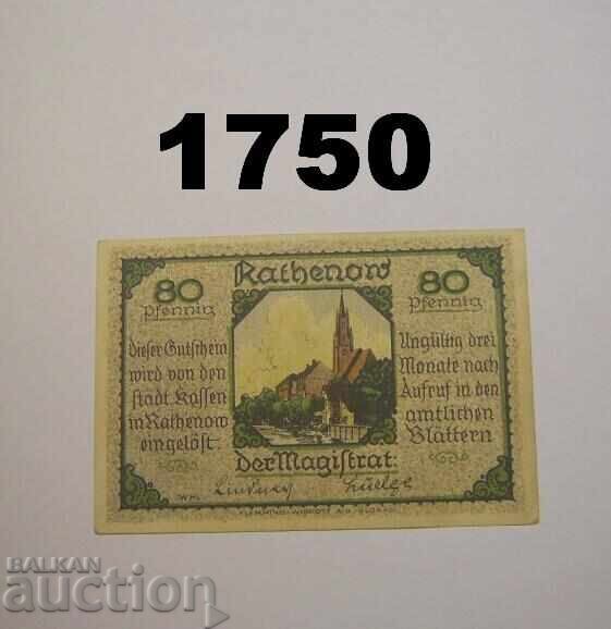 Ράτεναου 80 πφένιχ 1921 Γερμανία με τιμή 2.00 BGN | € 1.02 Ράτεναου 80 πφένιχ 1921 Γερμανία με τιμή 2.00 BGN | € 1.02