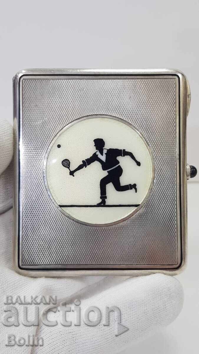 Ασημένιο ταμπακιέρα, κουτί με σμάλτο - ασήμι 935 - Γερμανία Ασημένιο ταμπακιέρα, κουτί με σμάλτο - ασήμι 935 - Γερμανία