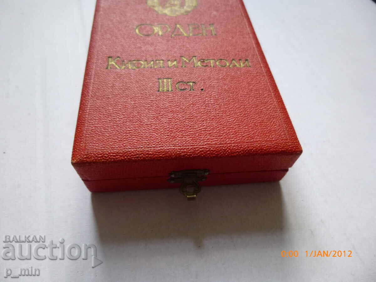 Delivery of Order of Cyril and Methodius 3rd Class with No