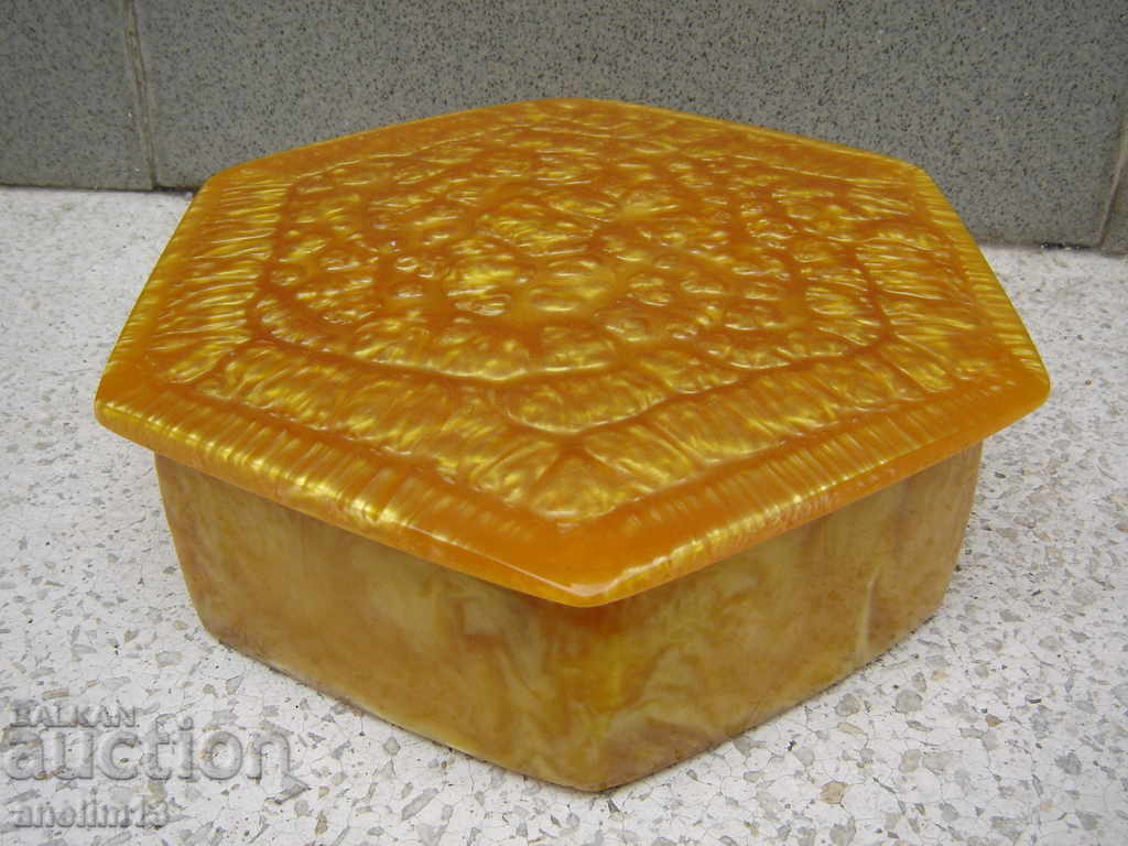 CATALIN BAKELITE AMBER JEWELRY BOX with price 35.00 BGN | € 17.90