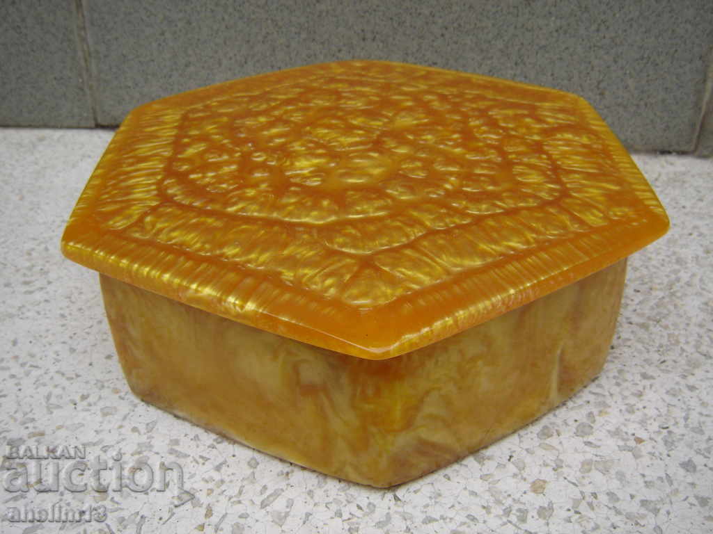 CATALIN BAKELITE AMBER JEWELRY BOX