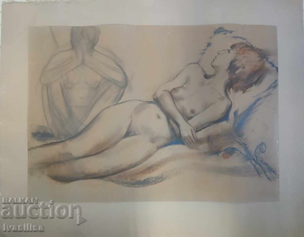 Old painting Yordan Denev Nude Old painting Yordan Denev Nude