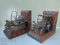 Bookends with retro cars, handmade