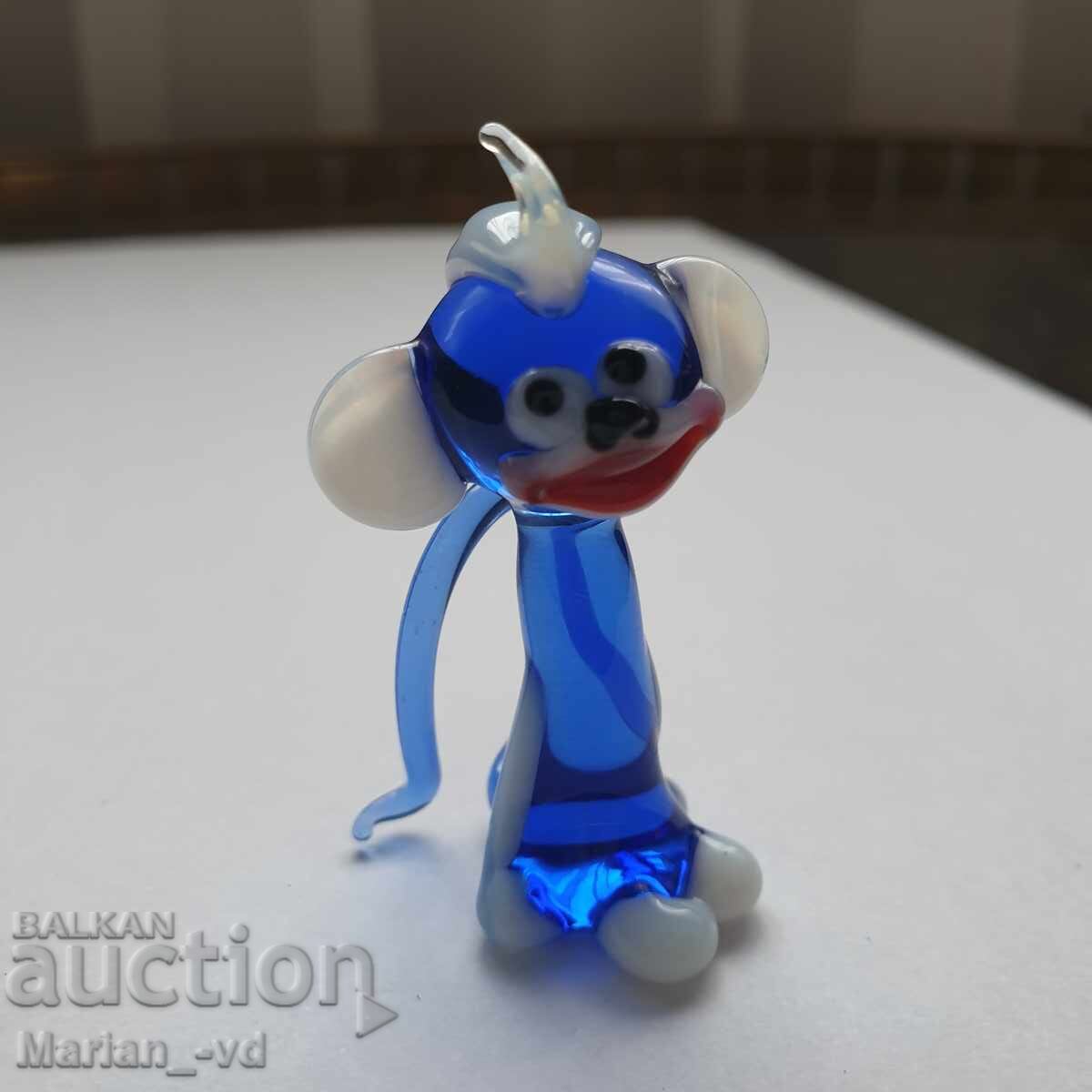Blue glass monkey statue