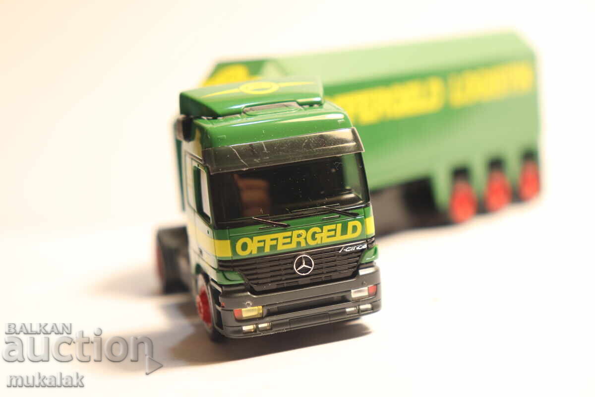 Licitație HERPA H0 1/87 MERCEDES CAMION MODEL TRANSPORT DE STICLĂ