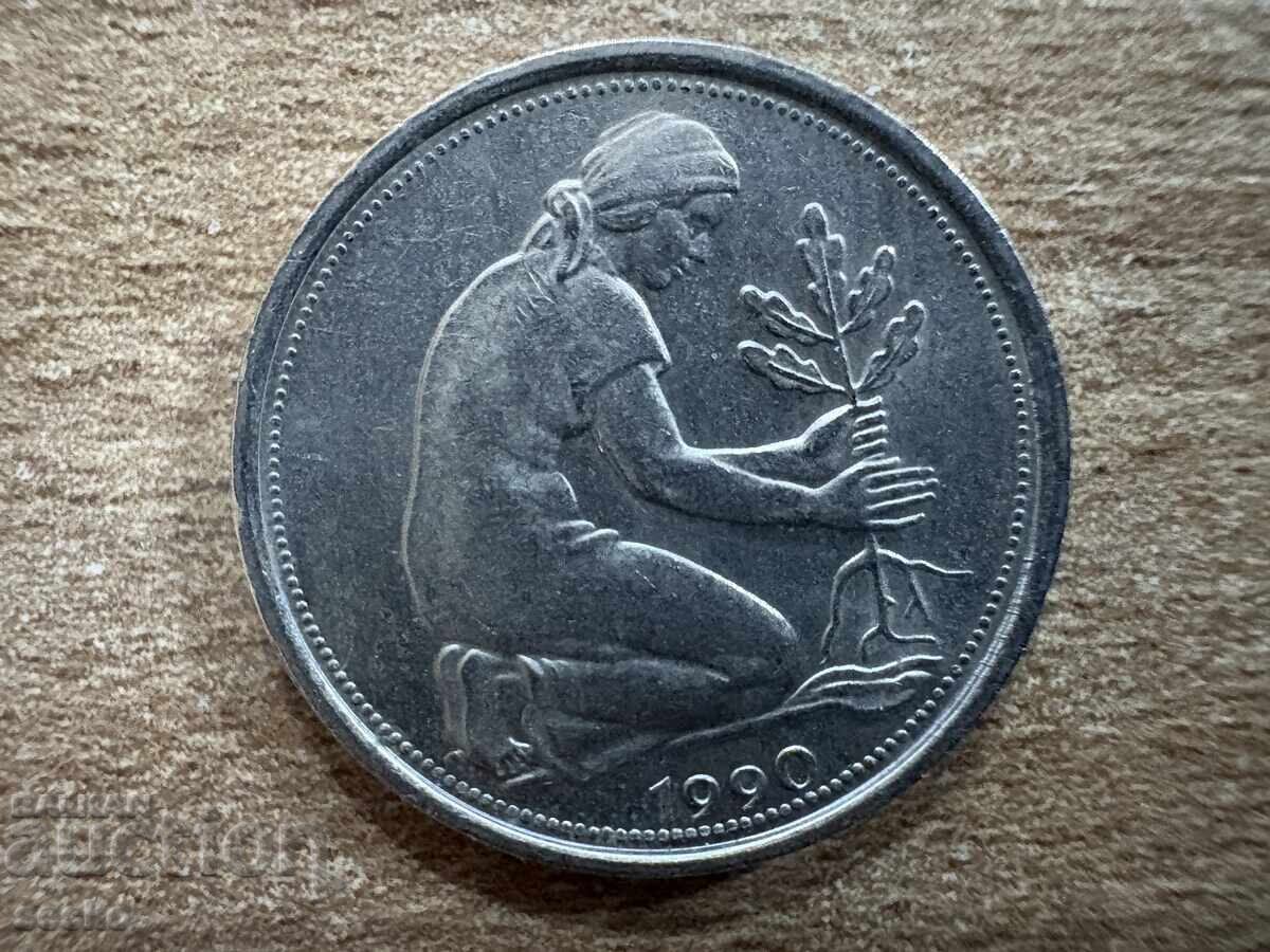 Германия - 50 пфенига (1990) - А с цена 0.55 лв. | € 0.28