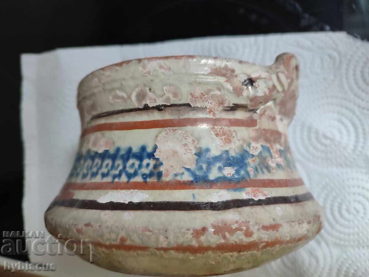 Cană ceramică veche antică, dimensiune mică