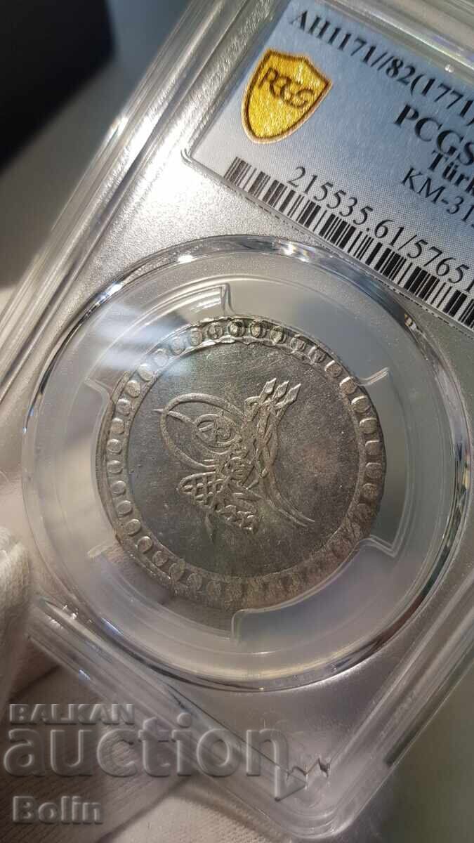 Auction  MS 61 Row Silver Turkish, Ottoman Coin 20 Para 1771
