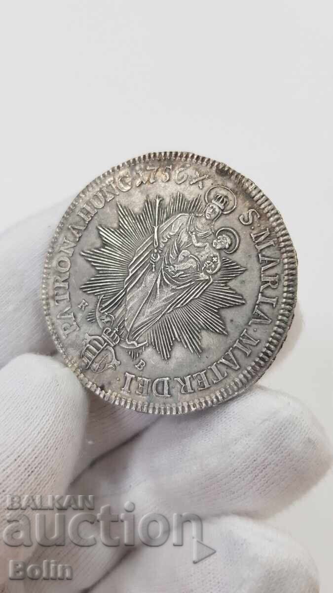 Top Quality Silver Coin Thaler 1756 M. Theresa KV - 6