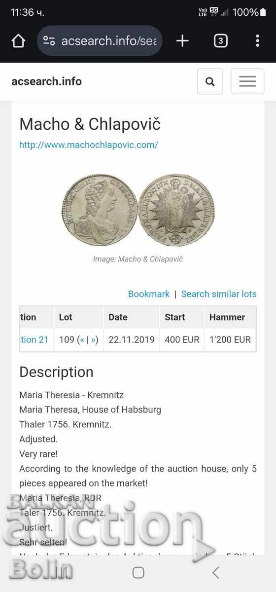 Top Quality Silver Coin Thaler 1756 M. Theresa KV - 7