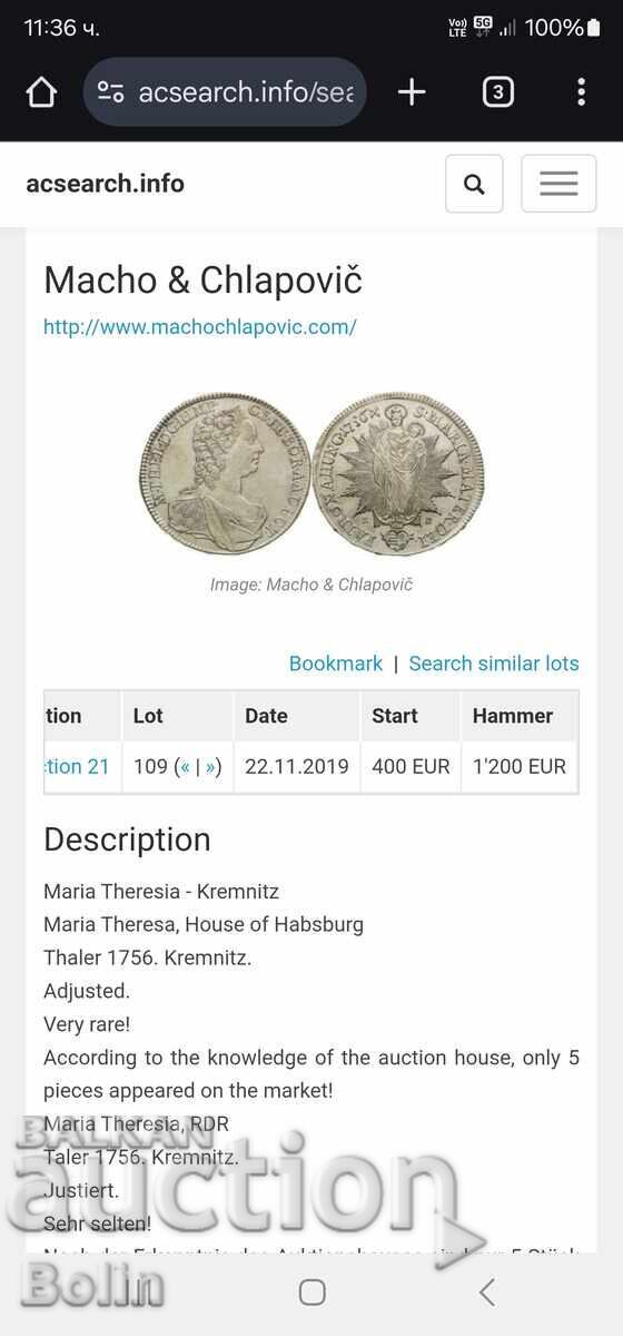 Top Quality Silver Coin Thaler 1756 M. Theresa KV - 7