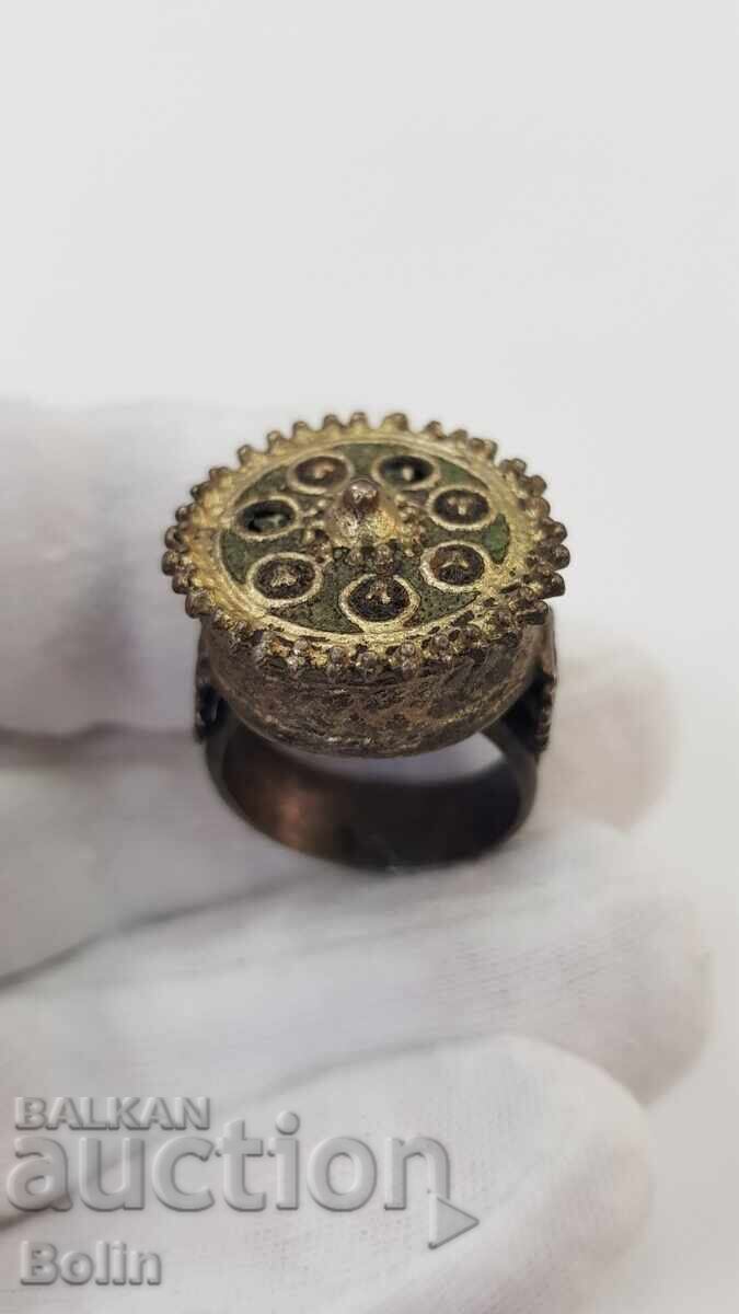 Delivery of Rare Bulgarian Revival ring with gilding and enamel, 19th century