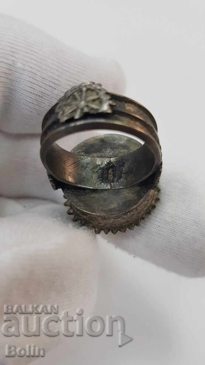 Rare Bulgarian Revival ring with gilding and enamel, 19th century - 6
