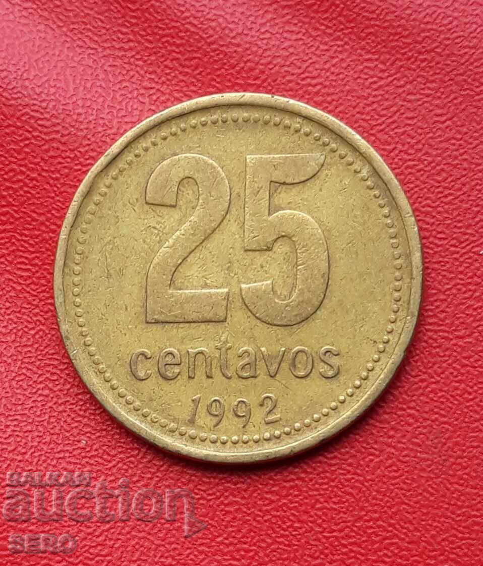 Argentina-25 centavos 1992 Argentina-25 centavos 1992