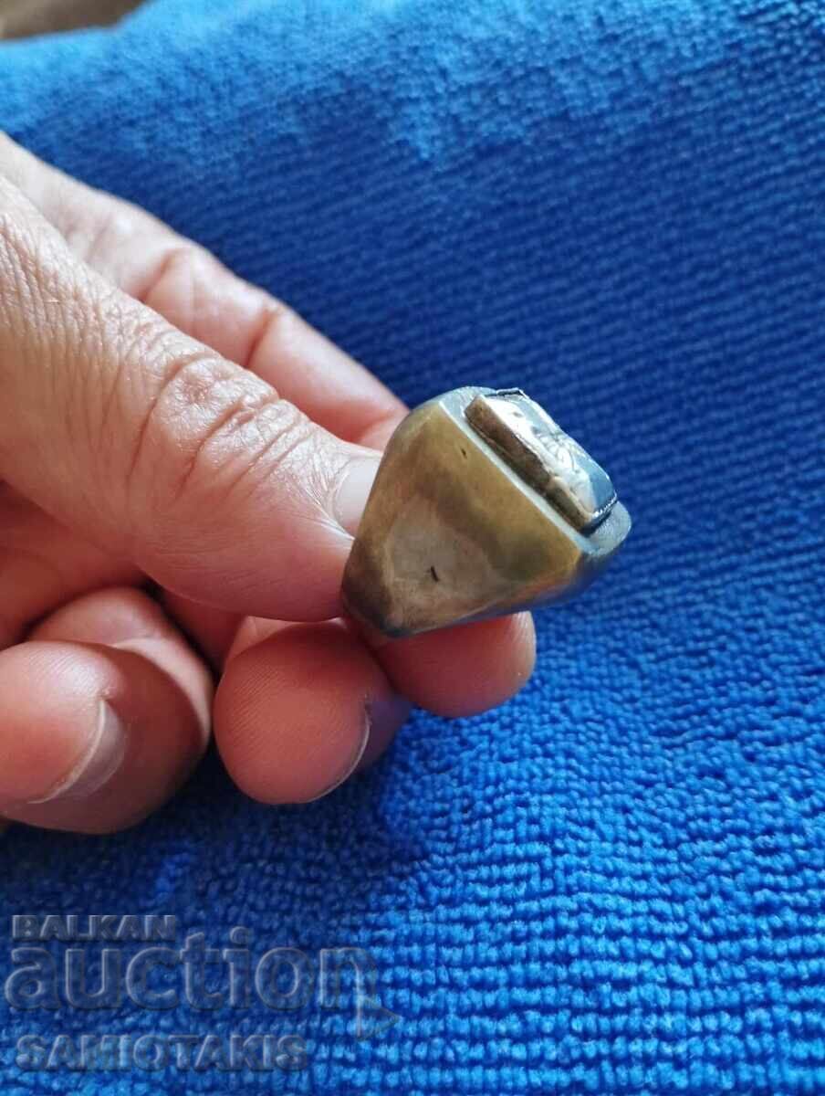 EXTREMELY RARE MILITARY ANCIENT SILVER ROMAN EAGLE SEAL RING - 5