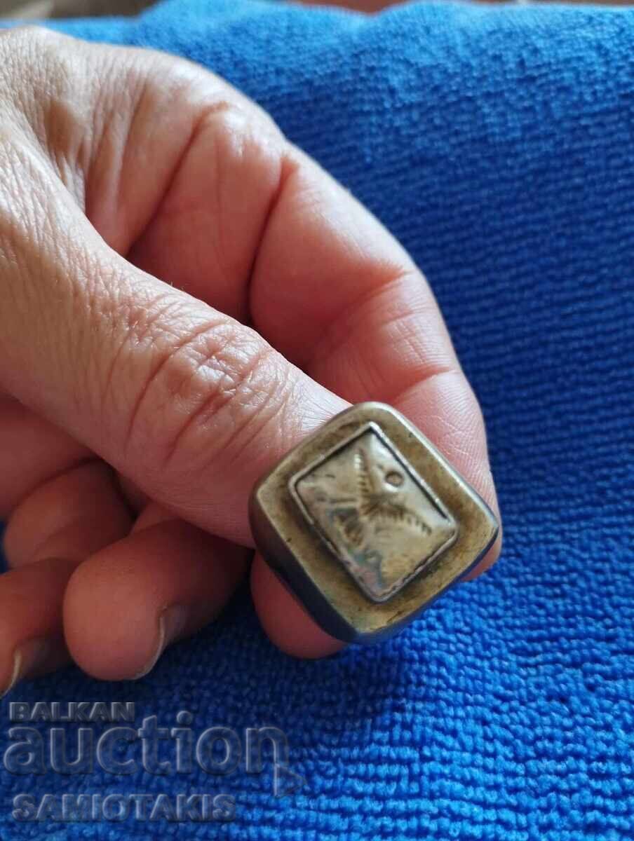 EXTREMELY RARE MILITARY ANCIENT SILVER ROMAN EAGLE SEAL RING - 7