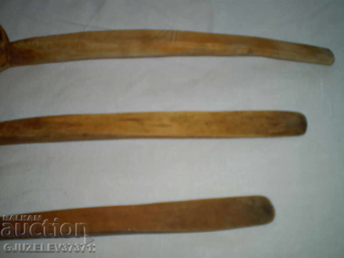 Old handmade three wooden spoons with price 45.00 BGN | € 23.01 Old handmade three wooden spoons with price 45.00 BGN | € 23.01