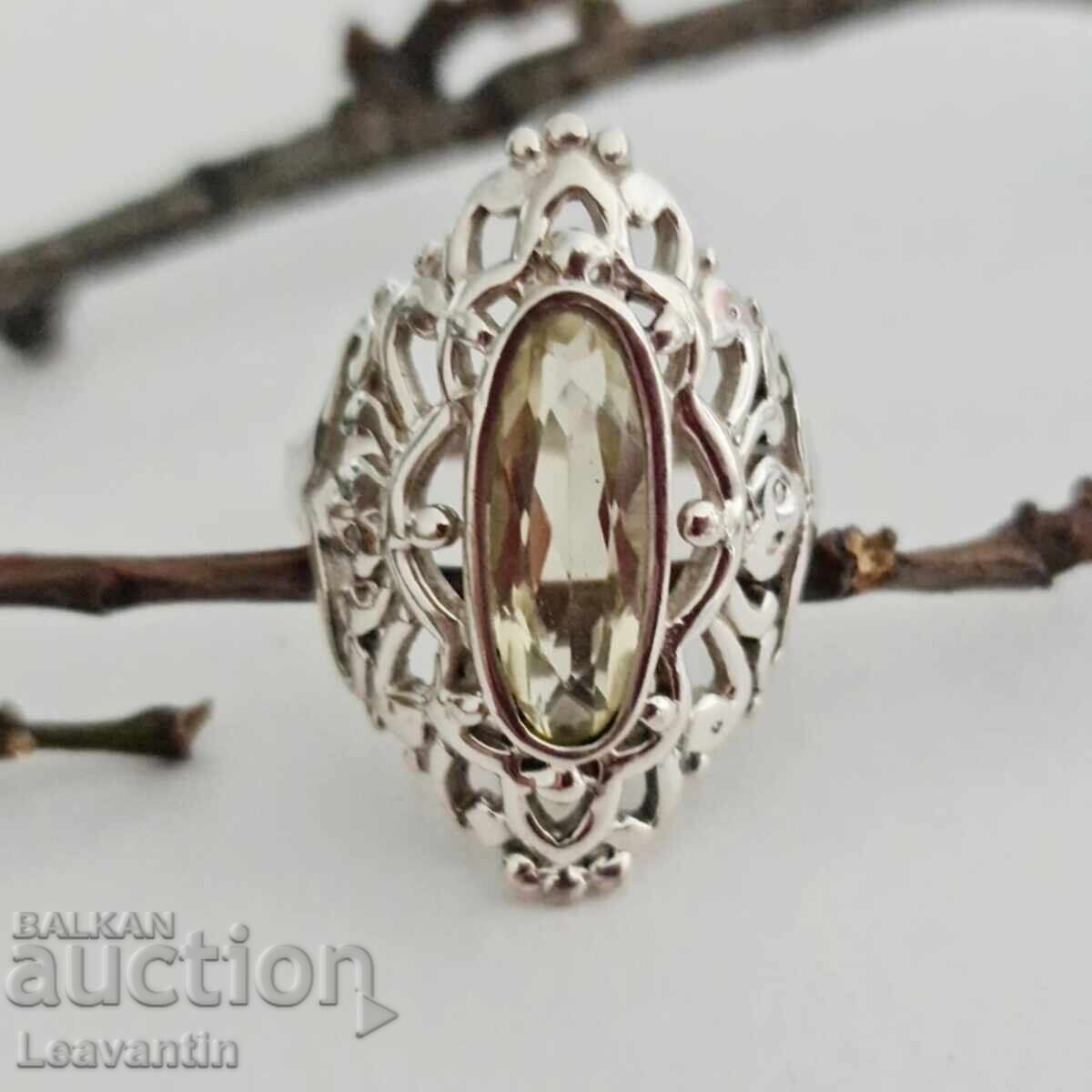 Сребърен пръстен с Лимонов Топаз - 5 Сребърен пръстен с Лимонов Топаз - 5