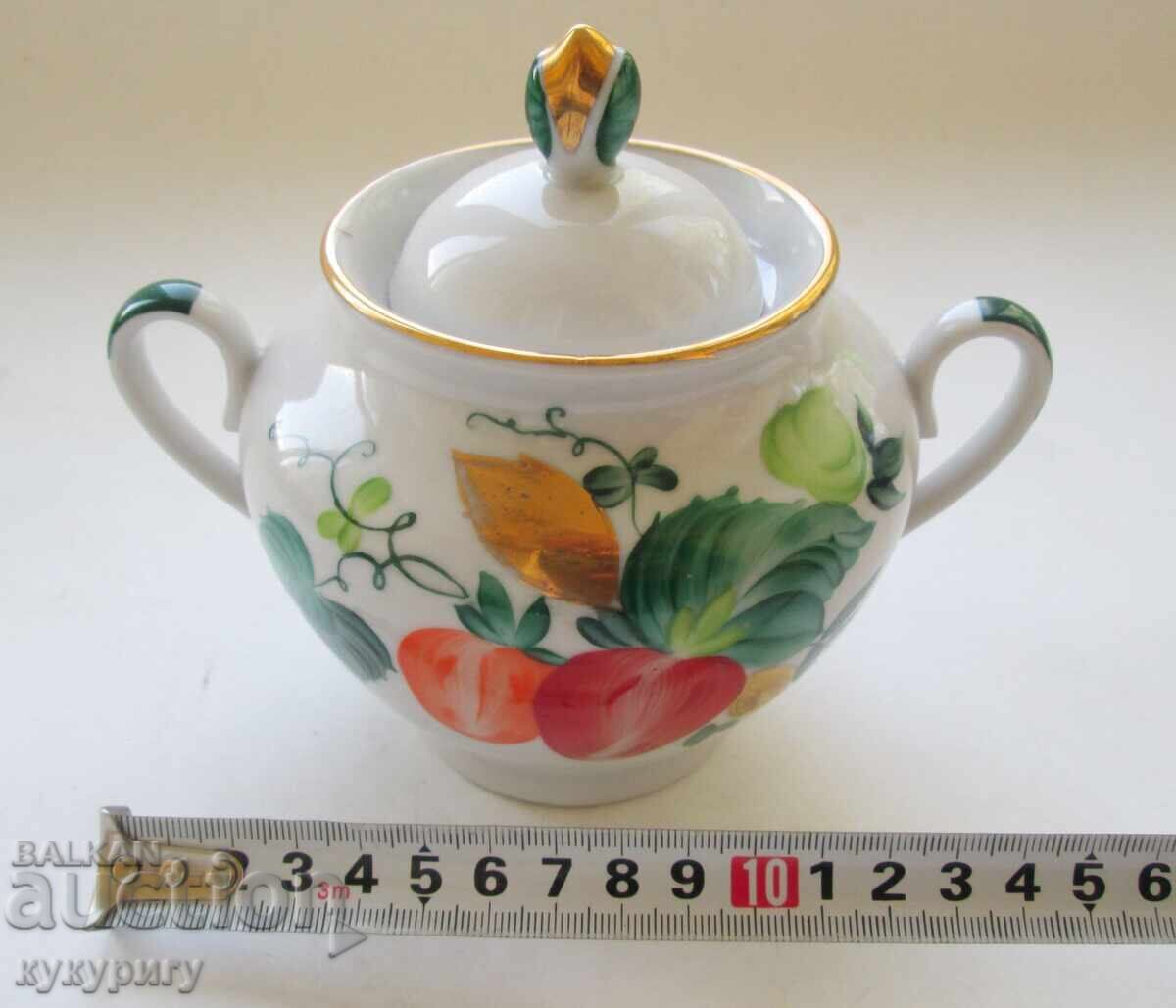 Стара Руска ръчно рисувана порцеланова захарница ЛФЗ с цена € 20.00 | 39.12 лв.