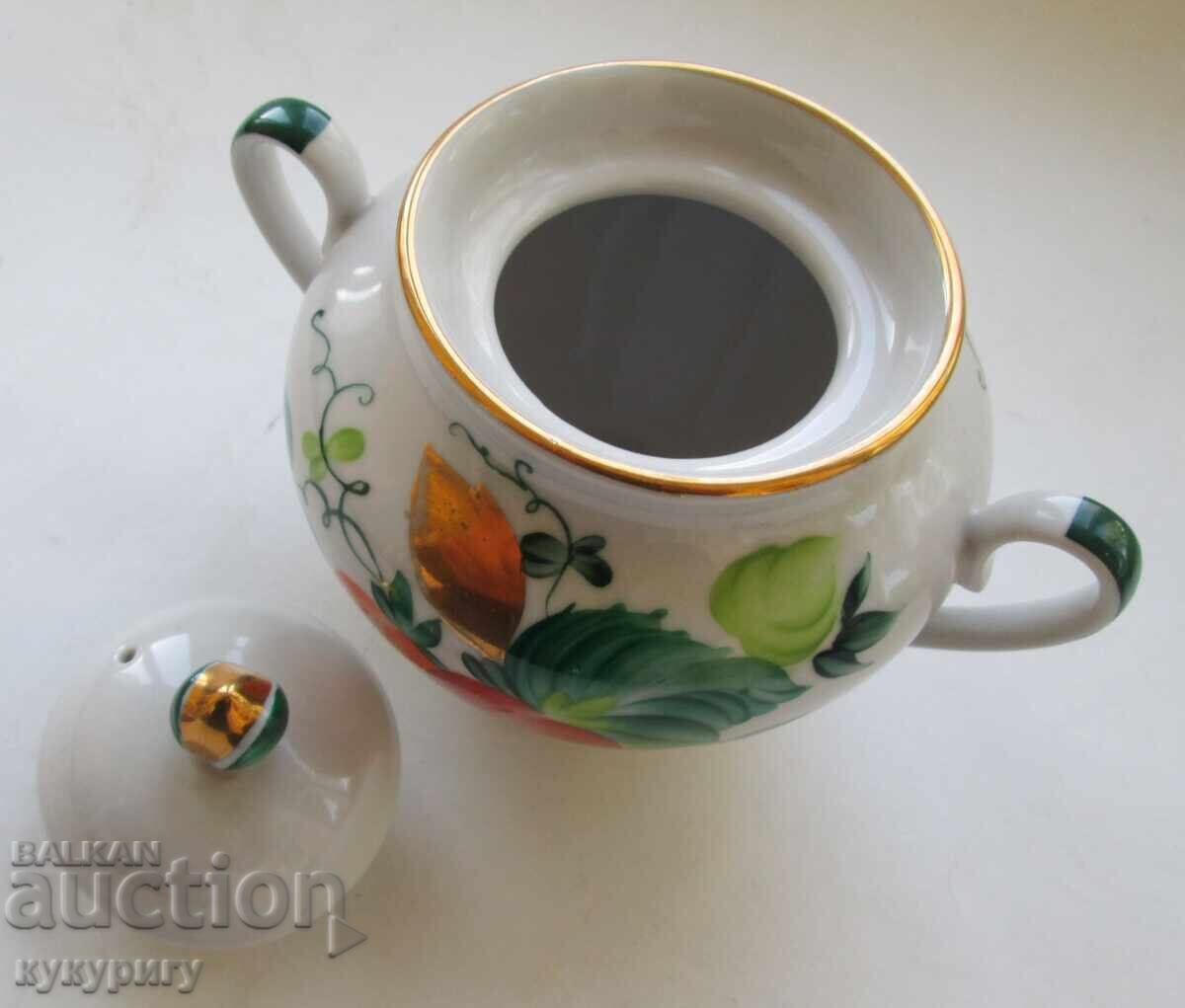 Аукцион Стара Руска ръчно рисувана порцеланова захарница ЛФЗ