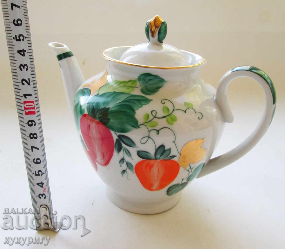 Old Russian Hand-Painted Porcelain Pitcher Teapot LFZ - 5