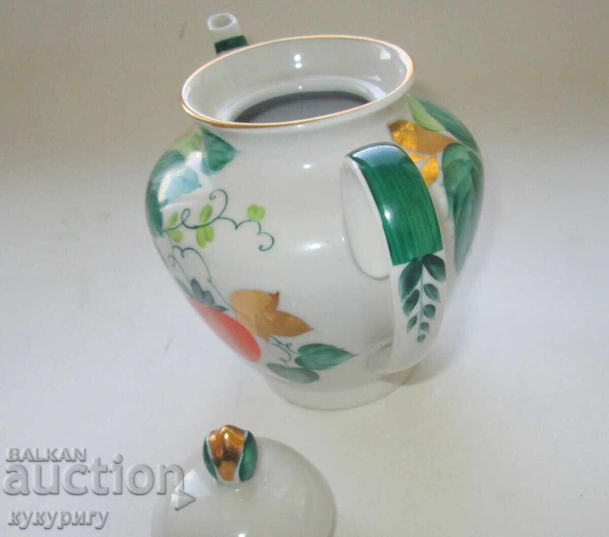Old Russian Hand-Painted Porcelain Pitcher Teapot LFZ - 6