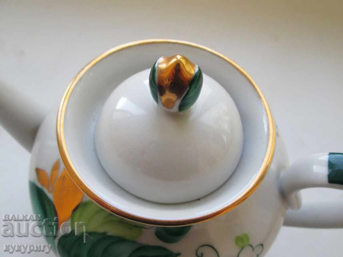 Old Russian Hand-Painted Porcelain Pitcher Teapot LFZ - 7