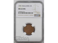 2 stotinki 1901 MS62 BN