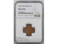 2 Stotinki 1901 MS62 BN