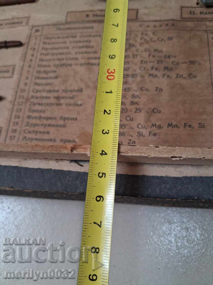 Доставка на Дървено табло с видовете метали сплави ранен соц от техникум Доставка на Дървено табло с видовете метали сплави ранен соц от техникум