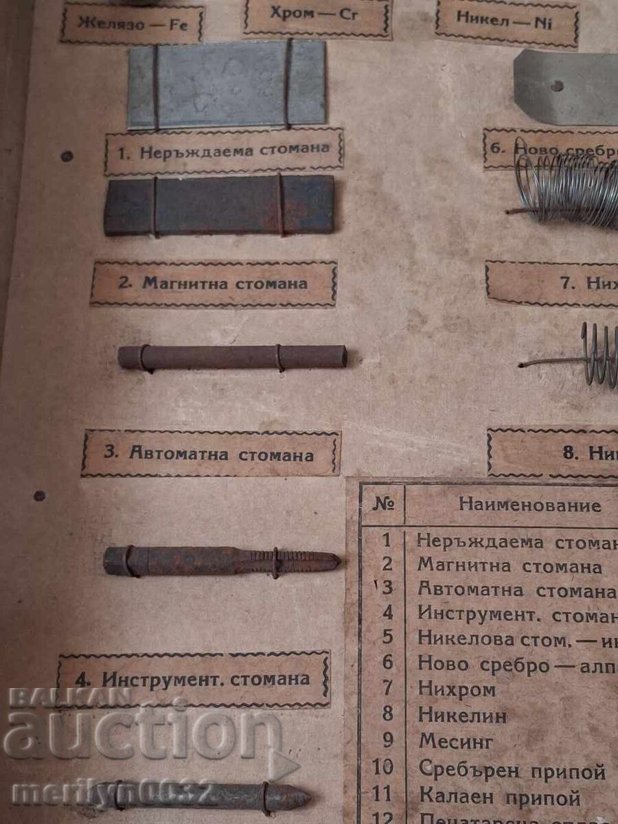 Дървено табло с видовете метали сплави ранен соц от техникум - 6 Дървено табло с видовете метали сплави ранен соц от техникум - 6