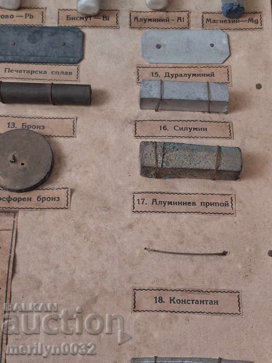 Дървено табло с видовете метали сплави ранен соц от техникум - 7 Дървено табло с видовете метали сплави ранен соц от техникум - 7