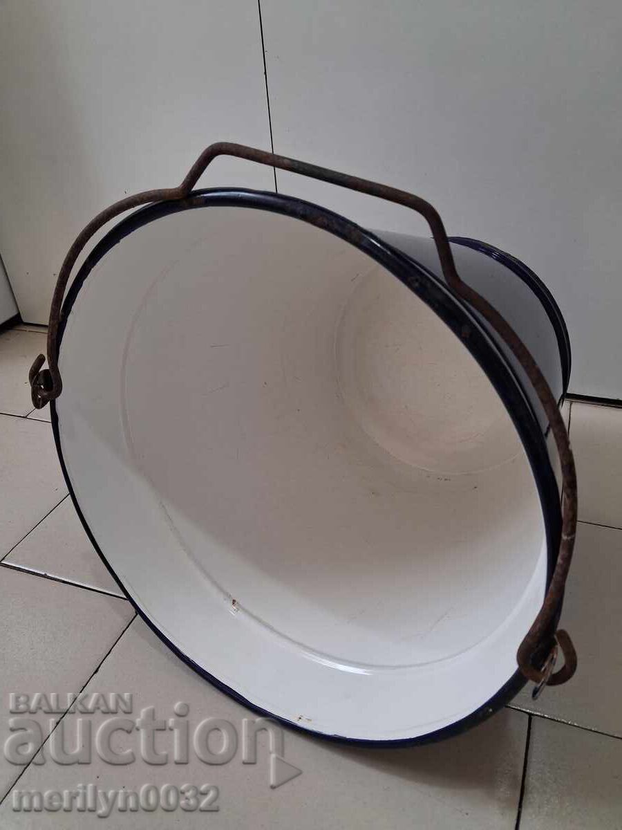 Българска кофа емайл от соца емайлиран съд леген НРБ - 7