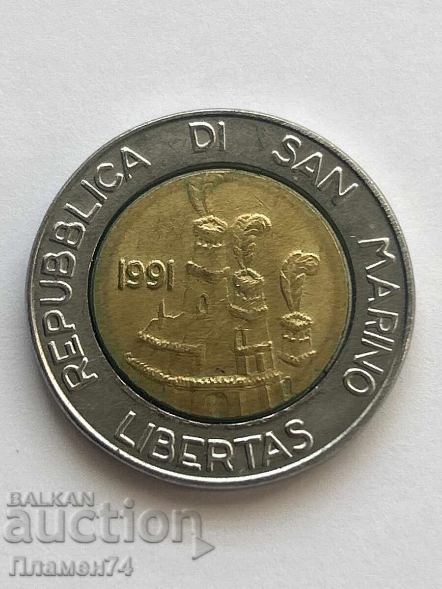 500 Лири 1991г Сан Марино с цена 5.00 лв. | € 2.56