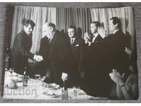 Old photo of Todor Zhivkov and Pavel Pisarev at a banquet