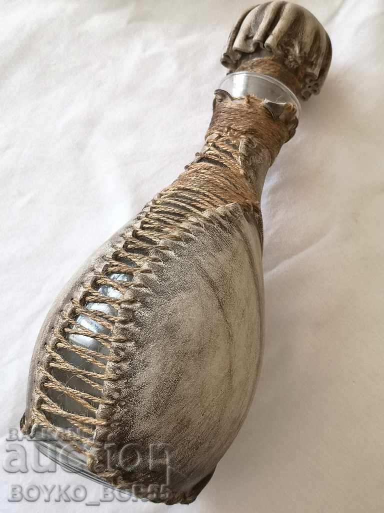 Beautiful Large Bottle with Natural Leather Lining