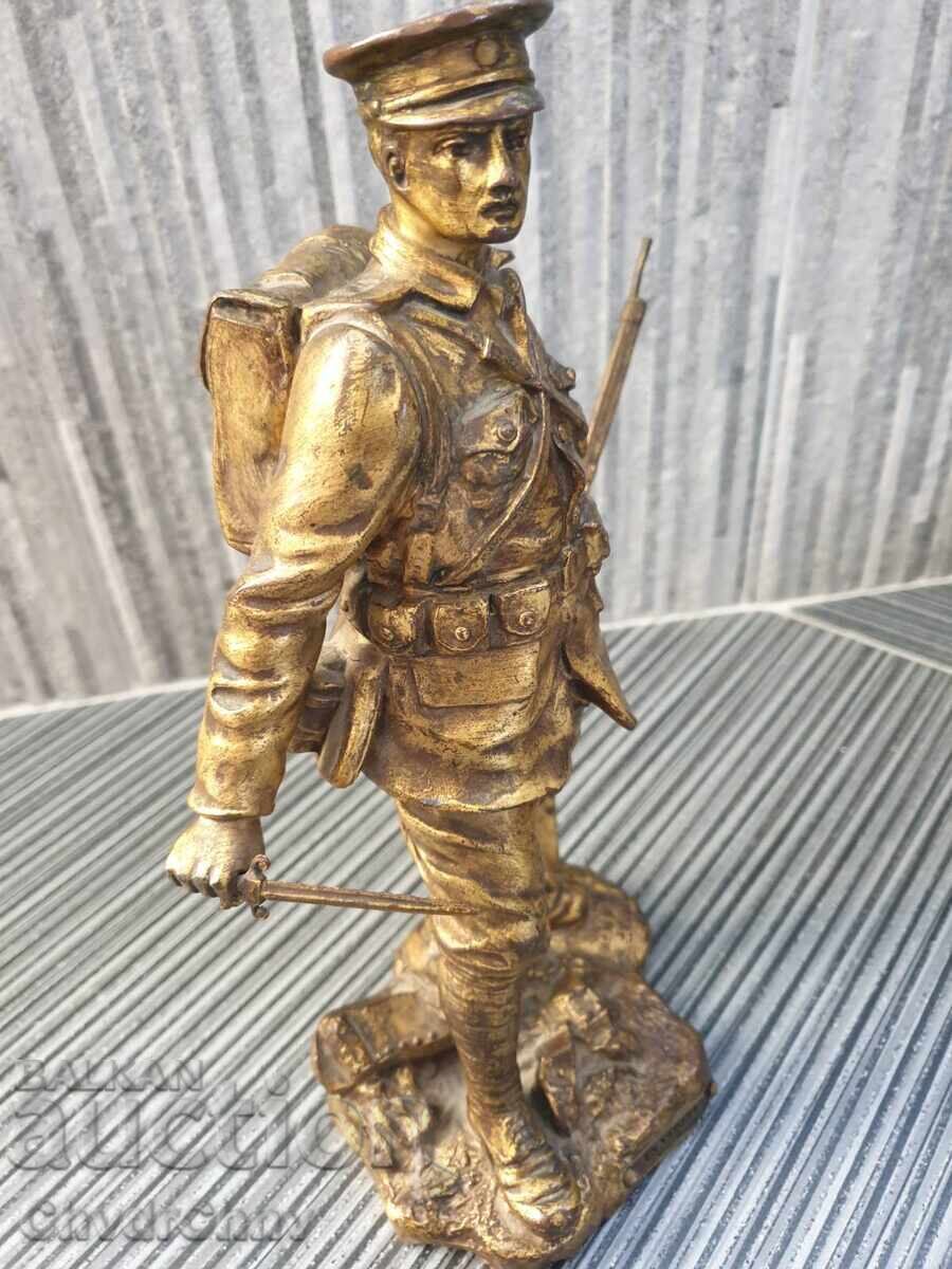 Δημοπρασία Ρουφόνυ 28εκ/παλαιό μπρούτζινο γλυπτό/φιγούρα στρατιώτη