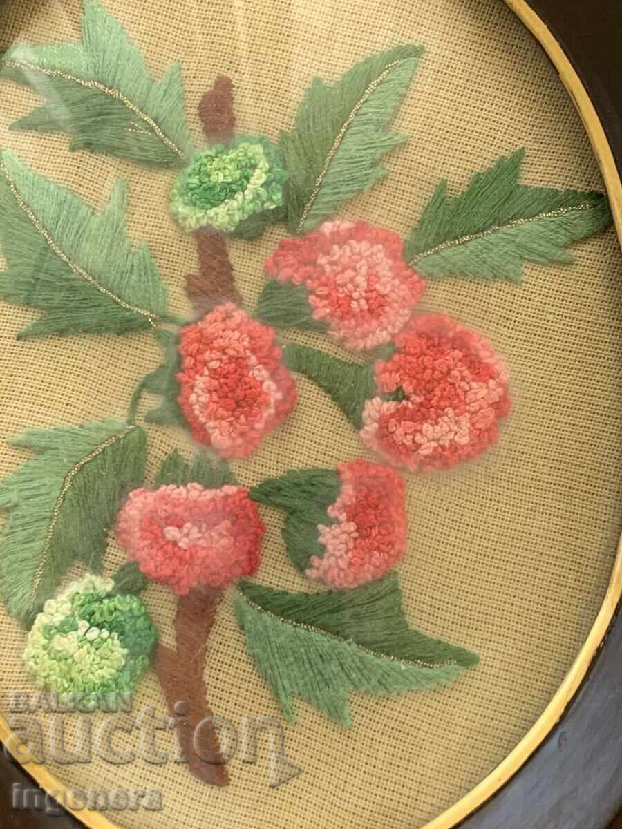 EARLY SOCIETY TAPESTRY SEWED PANEL WOODEN FRAME GLASS with price 55.00 BGN | € 28.12