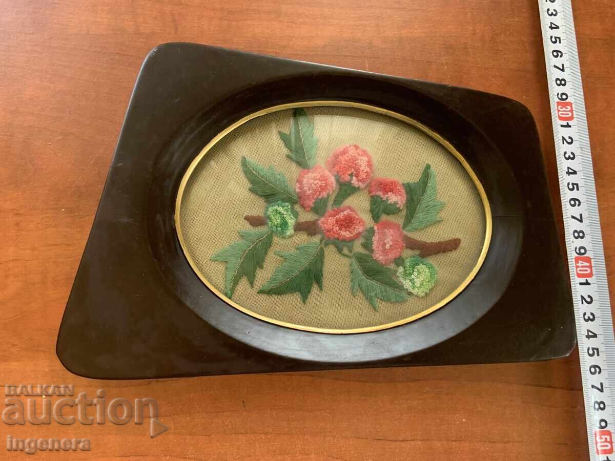 Auction  EARLY SOCIETY TAPESTRY SEWED PANEL WOODEN FRAME GLASS