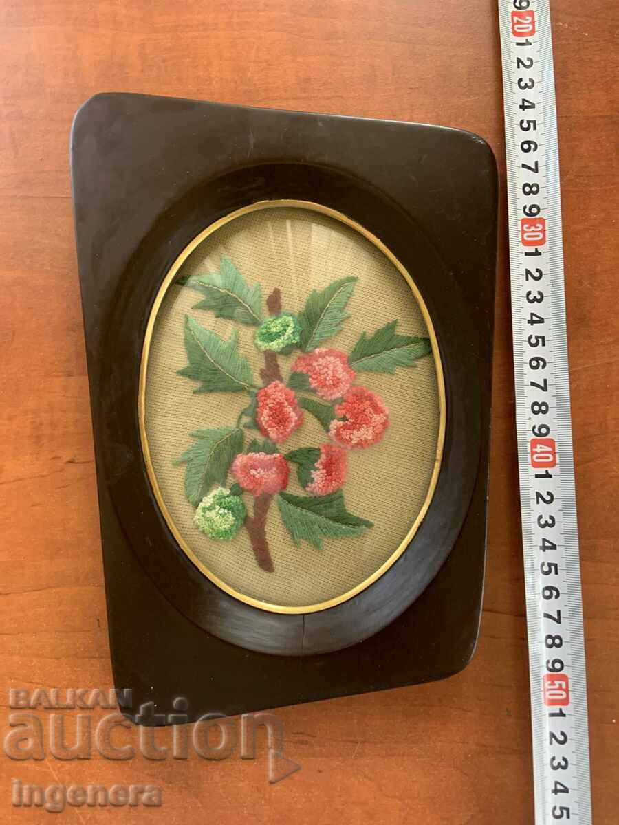 EARLY SOCIETY TAPESTRY SEWED PANEL WOODEN FRAME GLASS