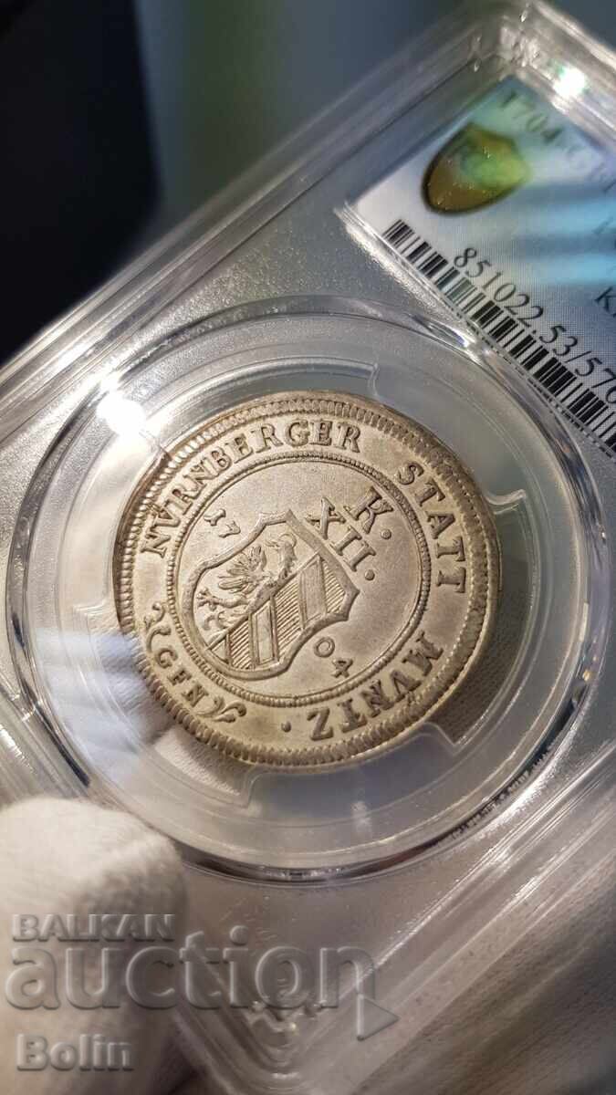 Auction AU53 Beautiful Rare Silver Coin 12 Kreuzer Nuremberg 1704 Auction AU53 Beautiful Rare Silver Coin 12 Kreuzer Nuremberg 1704