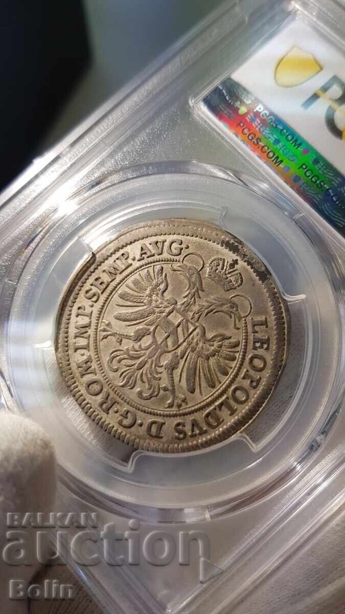 AU53 Красива рядка сребърна монета 12 кройцера Nurnberg 1704 - 5 AU53 Красива рядка сребърна монета 12 кройцера Nurnberg 1704 - 5