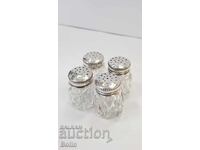 4 buc. solnițe de cristal cu capace argintate 800 pr. Germania