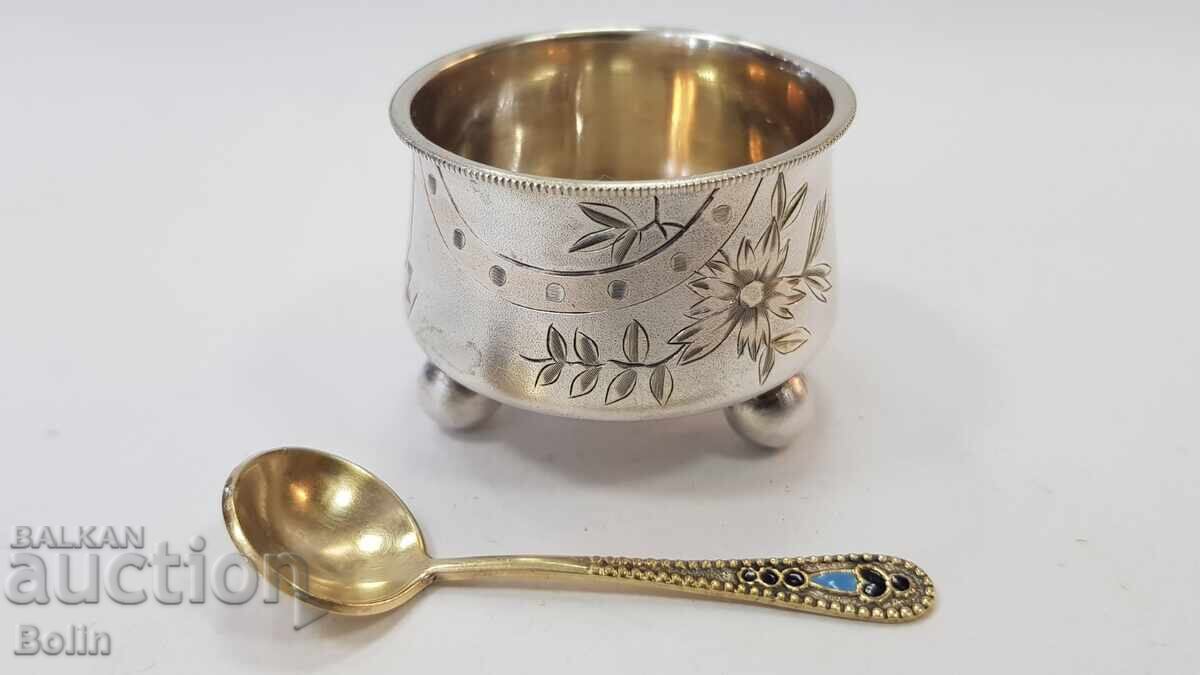 Δημοπρασία Σπάνια ρωσική τσαρική ασημένια αλατιέρα, χαβιαριέρα 84 πρ. ΙΣ