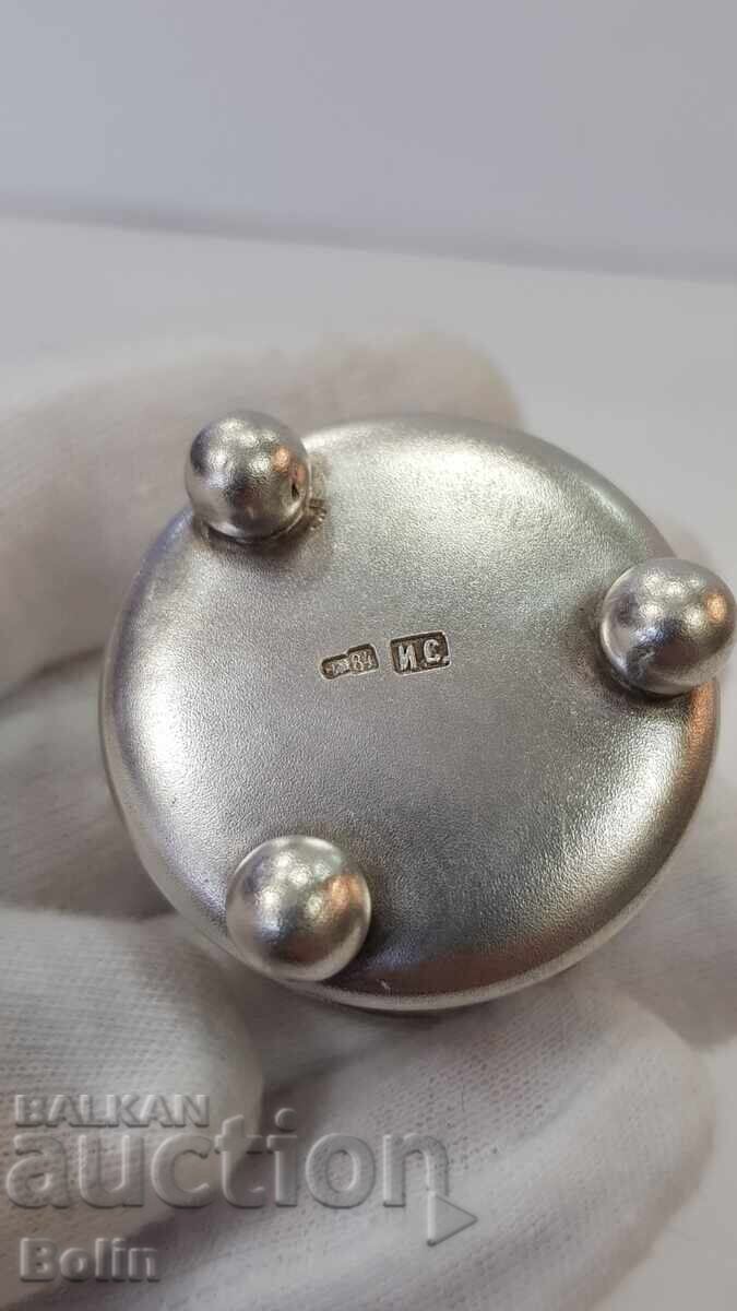 Σπάνια ρωσική τσαρική ασημένια αλατιέρα, χαβιαριέρα 84 πρ. ΙΣ - 5